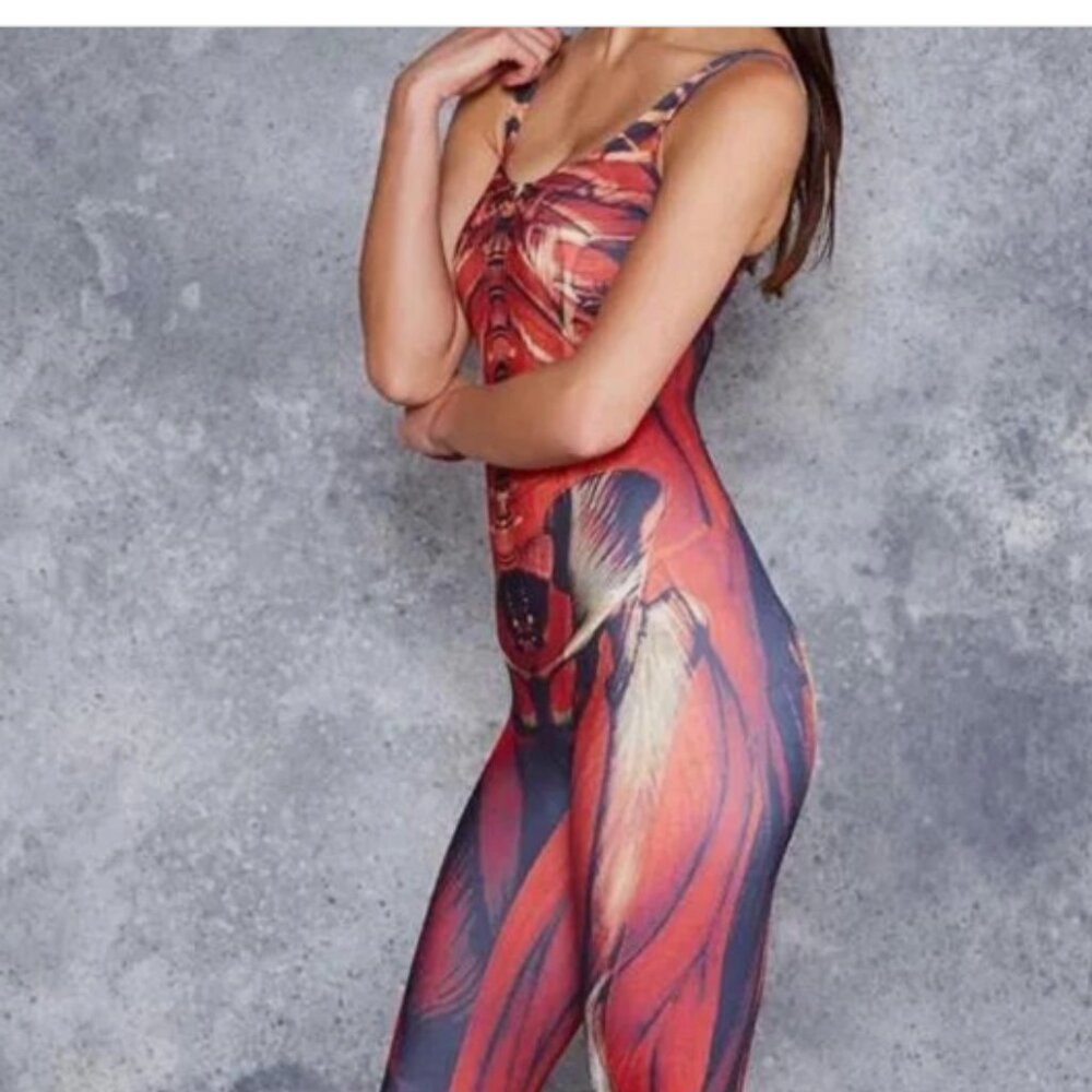 BlackMilk Muscle And Bloody Bone Catsuit Size S